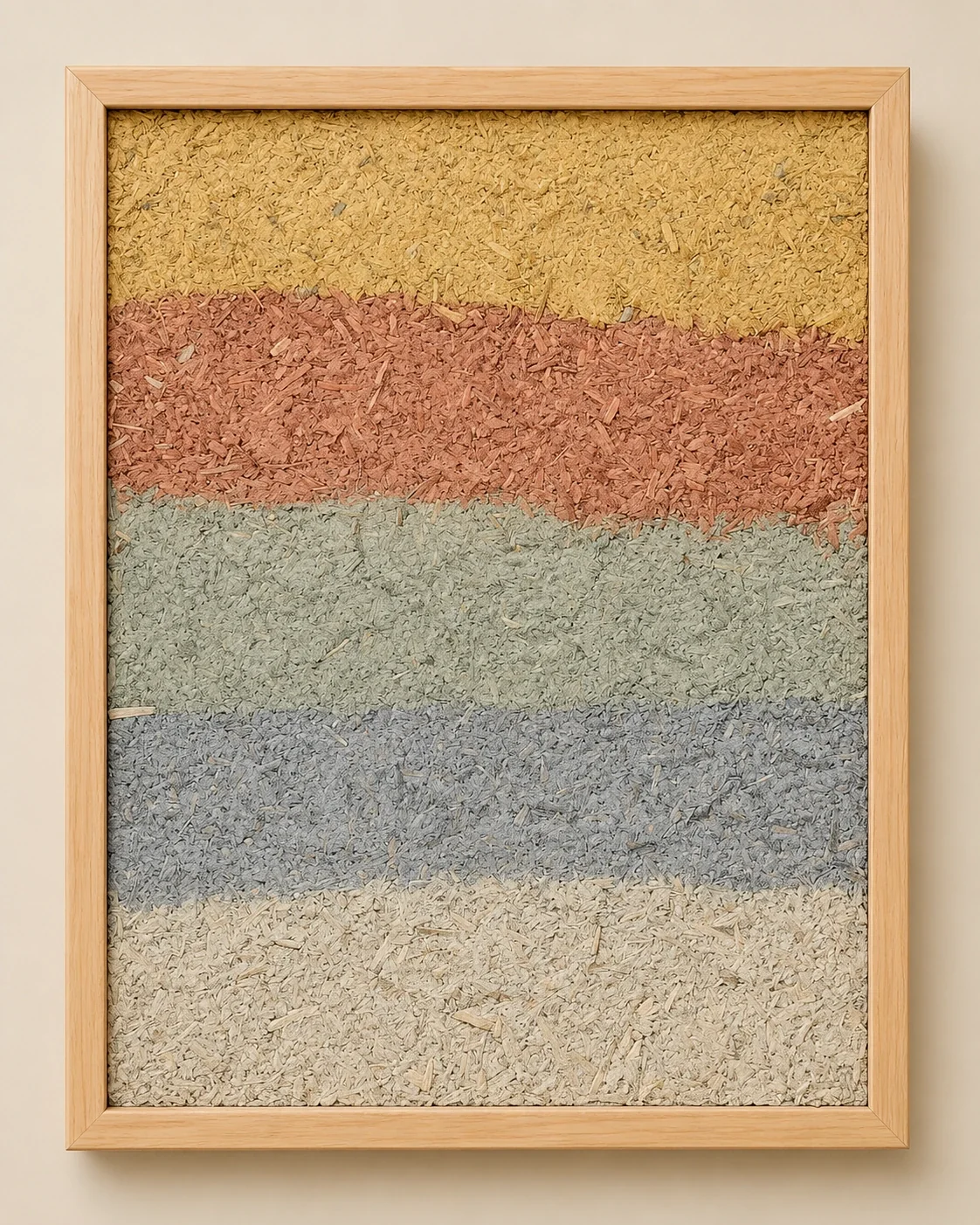 Framed composite acoustic panel in five natural colourways